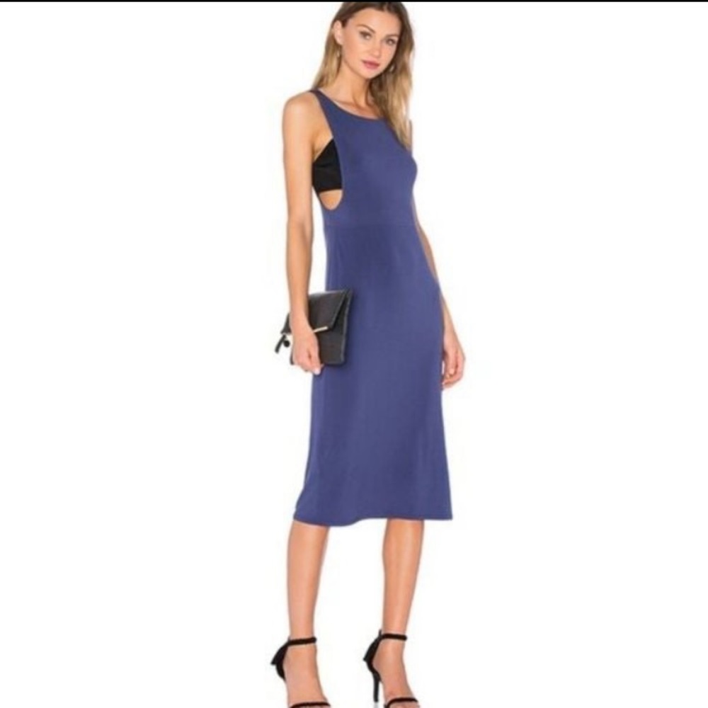 BCBGeneration Navy Blue Midi Dress With Cut Out Sides sz Small